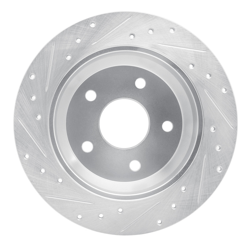 Jeep Grand Cherokee Brake Rotor (1) - Rear Right - R1 Concepts - Drilled & Slotted - Silver - `99-`04